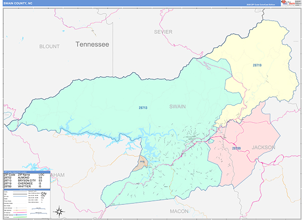 Swain County, NC Wall Map