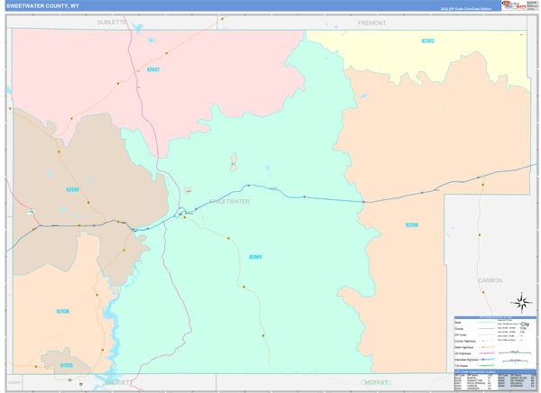 Sweetwater County Digital Map Color Cast Style