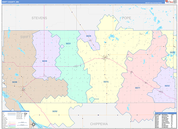 Swift County, MN Zip Code Map