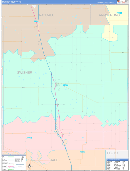 Swisher County, TX Zip Code Map