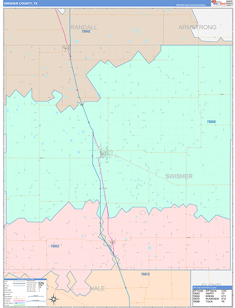 Swisher County, TX Zip Code Map
