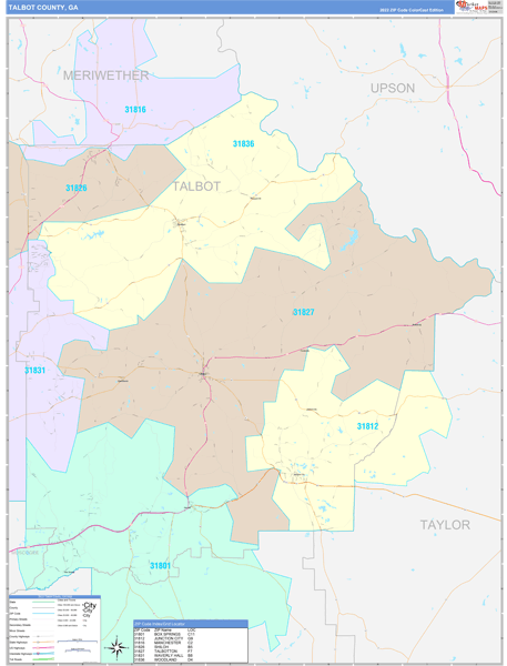 Talbot County, GA Zip Code Map