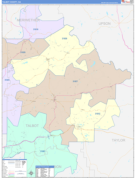 Talbot County, GA Zip Code Map