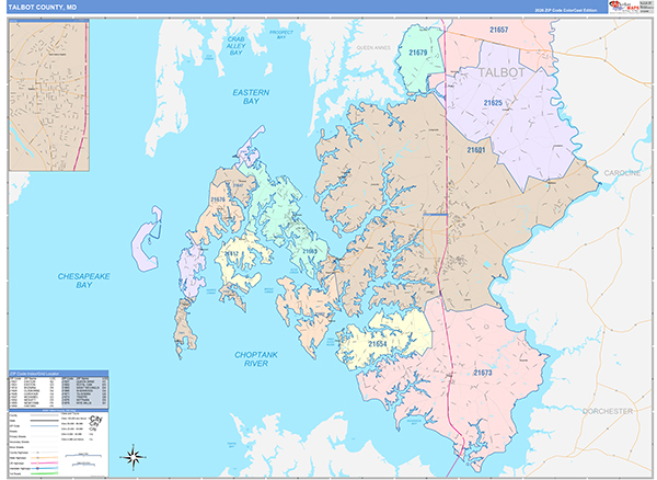 Talbot County, MD Wall Map