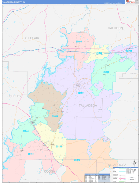 Talladega County, AL Wall Map
