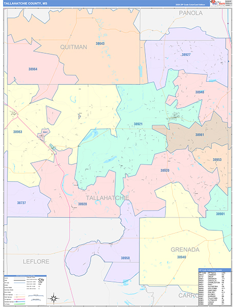 Tallahatchie County, MS Zip Code Map