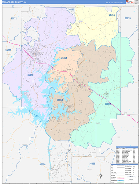 Tallapoosa County, AL Zip Code Map