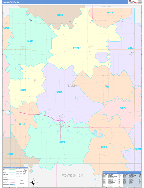 Tama County Digital Map Color Cast Style
