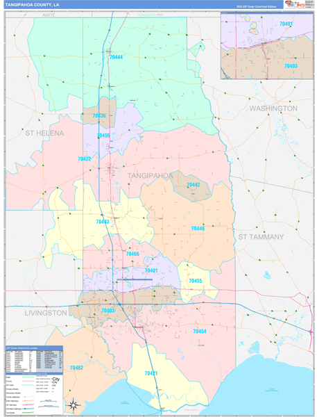 Tangipahoa Parish (County), LA Wall Map