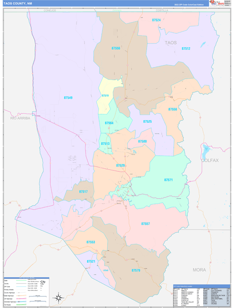 Taos County, NM Zip Code Map
