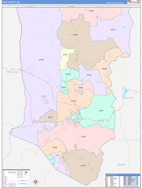 Taos County, NM Zip Code Map