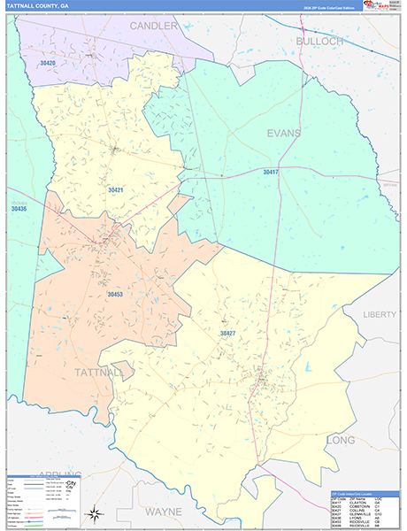 Tattnall County, GA Zip Code Map