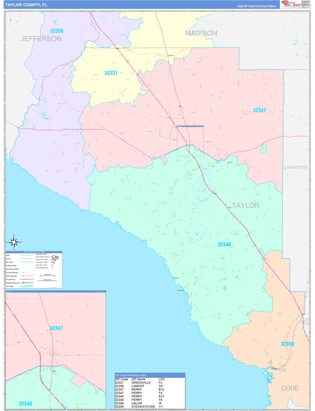 Taylor County, FL Zip Code Map