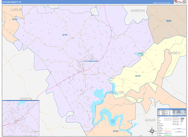 Taylor County, KY Zip Code Map