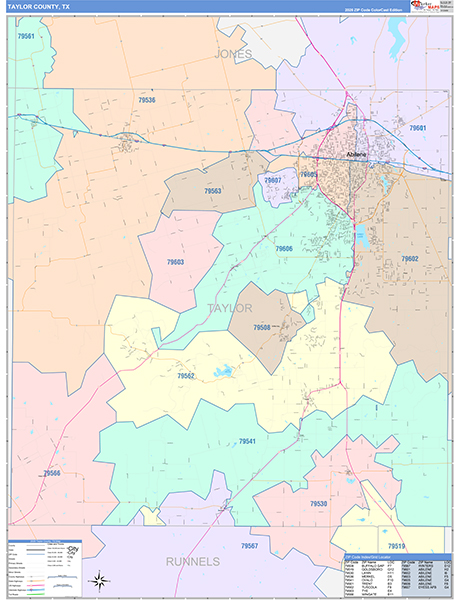 Taylor County, TX Zip Code Map