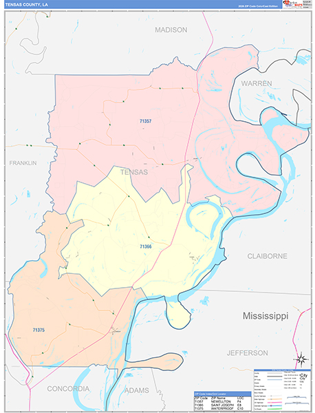 Tensas Parish (County), LA Wall Map