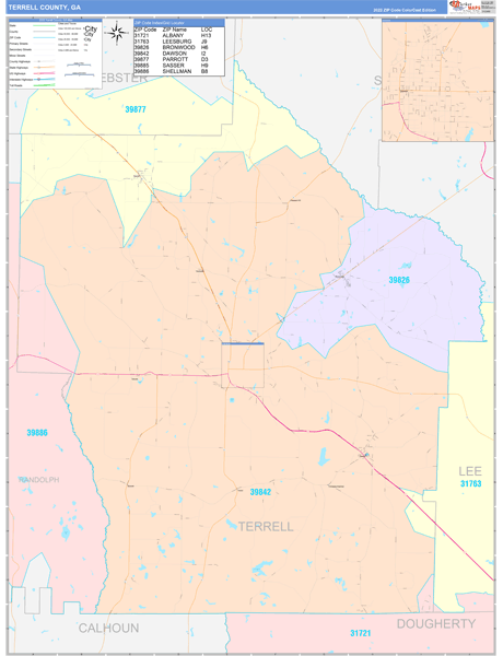 Terrell County, GA Wall Map