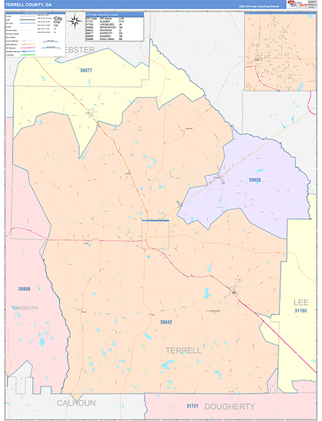 Terrell County, GA Zip Code Map