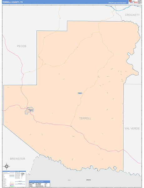 Terrell County, TX Zip Code Map