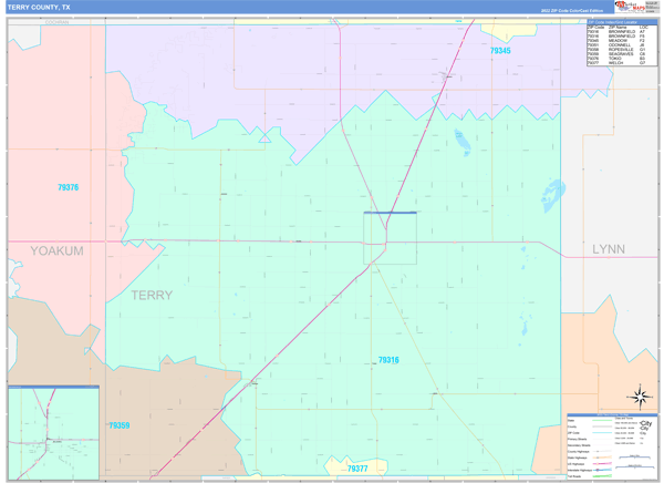 Terry County, TX Zip Code Map