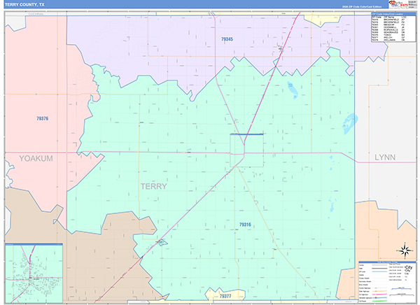 Terry County, TX Zip Code Map