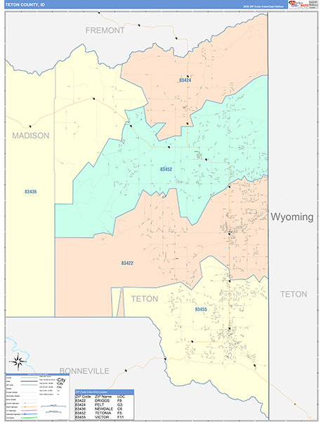 Teton County, ID Zip Code Map