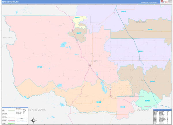 Teton County Digital Map Color Cast Style