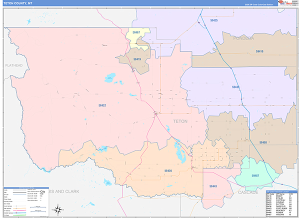 Teton County, MT Wall Map