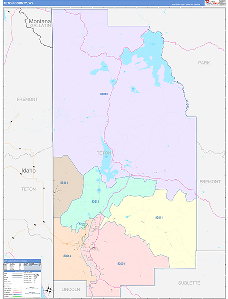 Teton County, WY Zip Code Map