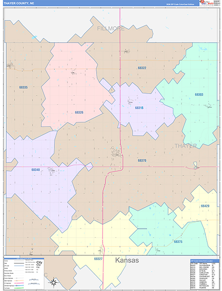 Thayer County, NE Zip Code Map