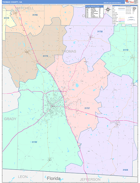 Thomas County, GA Zip Code Map