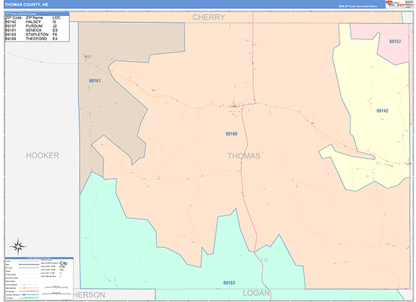 Thomas County, NE Zip Code Map