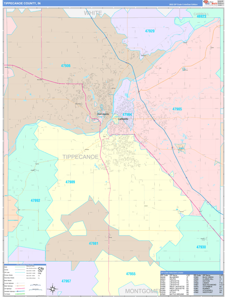 Tippecanoe County, IN Zip Code Map