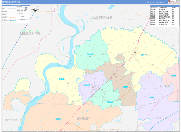 Tipton County Digital Map Color Cast Style