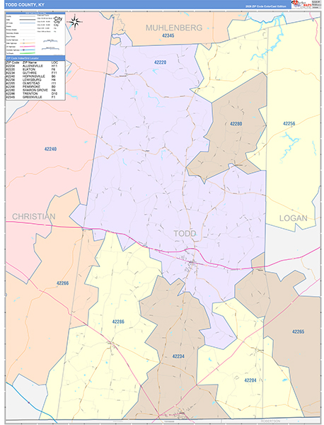 Todd County, KY Zip Code Map