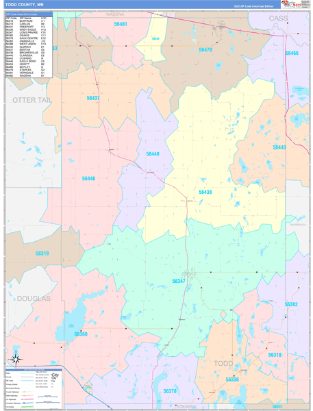 Todd County, MN Zip Code Map