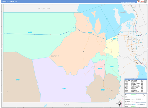 Tooele County, UT Zip Code Map