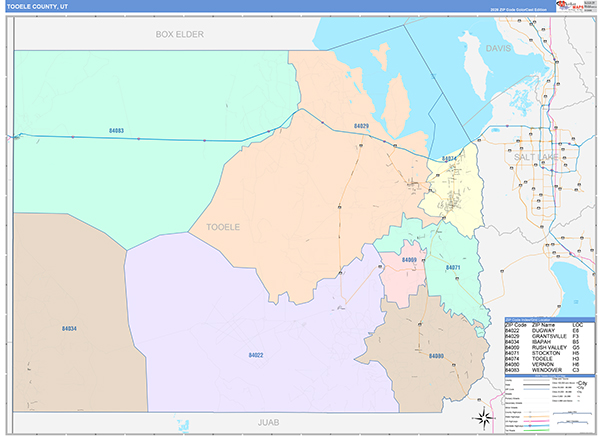 Tooele County, UT Zip Code Map