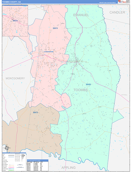 Toombs County, GA Zip Code Map