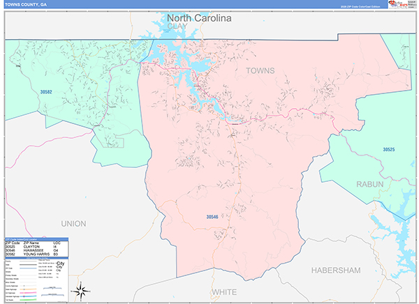Towns County, GA Zip Code Map