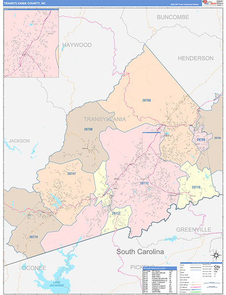 Transylvania County, NC Wall Map