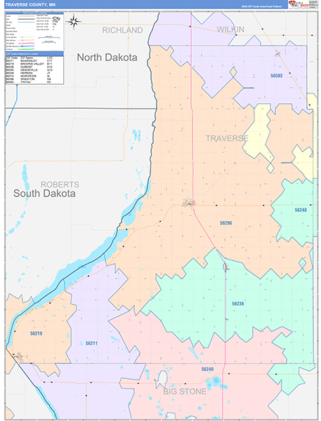 Traverse County, MN Zip Code Map