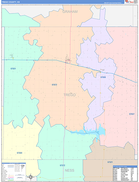 Trego County, KS Wall Map