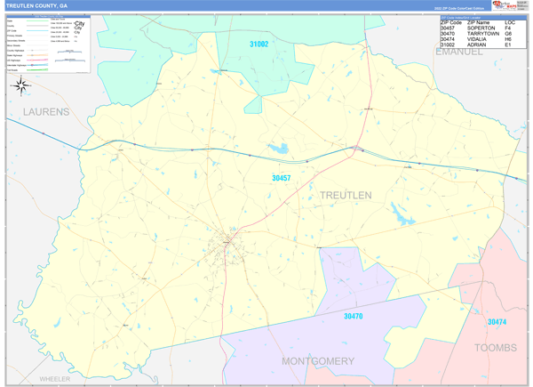 Treutlen County, GA Zip Code Map