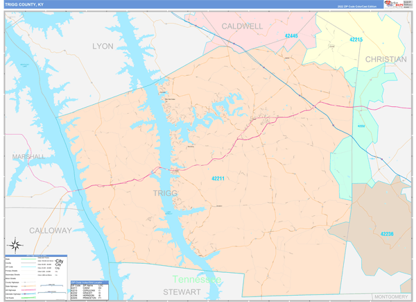 Trigg County, KY Zip Code Map
