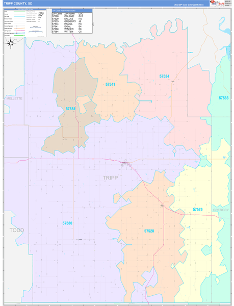 Tripp County, SD Zip Code Map