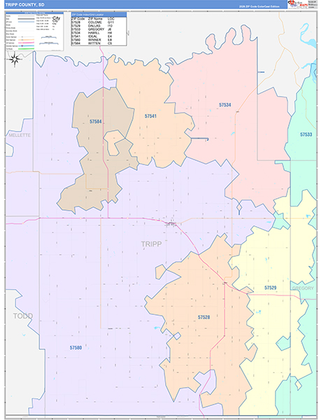 Tripp County, SD Zip Code Map