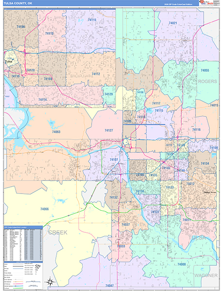 Tulsa County, OK Zip Code Map