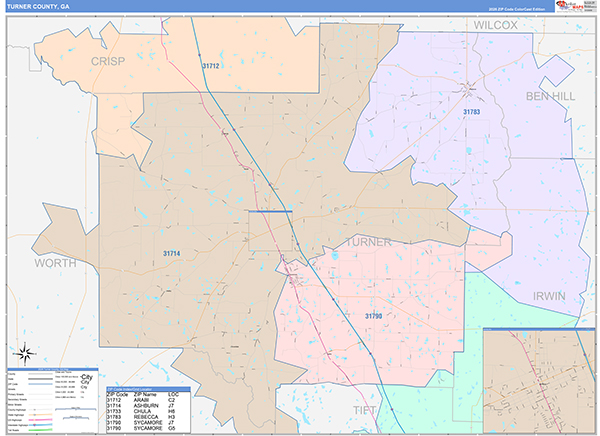 Turner County, GA Zip Code Map