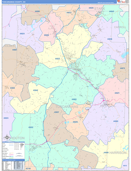 Tuscarawas County, OH Zip Code Map